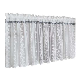 Vine Flower Lace Embroidery Half Curtain Short Curtain Partition Curtain Sheer Valance Tier Cafe Curtain,59x15 inch