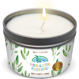 Magnificent 101 Long Lasting Sage Scented Collective Smudge Candle | 6 Oz - 35 Hour Burn | Candle for House Energy Cleansing & Manifestation | Sending