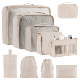 Home Fashion Simple Solid Color Storage Bag (Option: Beige-10Set)